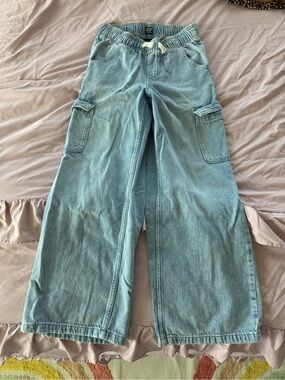 GAP Light Blue Wide-Leg Cargo Jeans - girls size XL